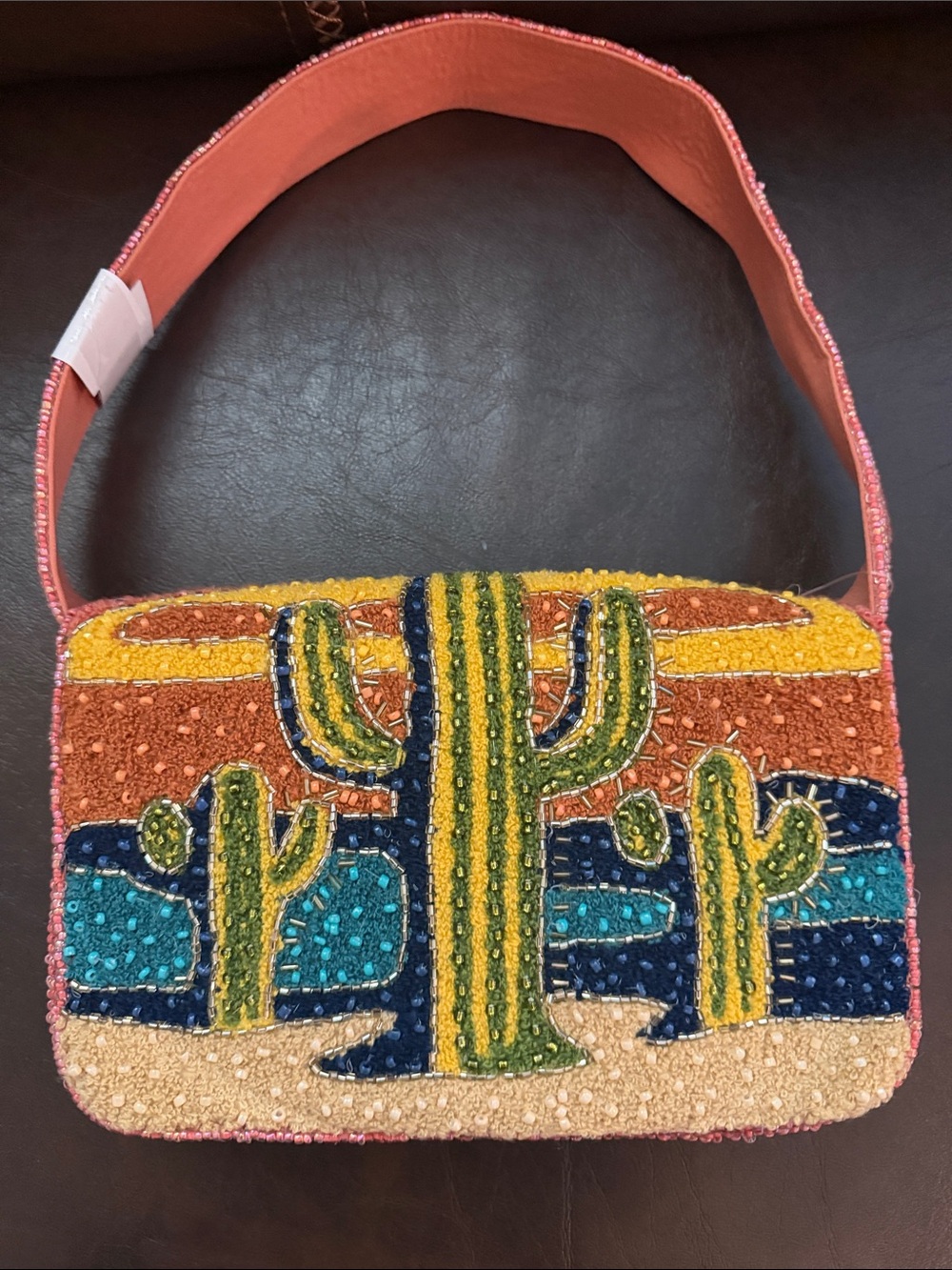 Beaded Cactus Shoulder Bag in Multicolor